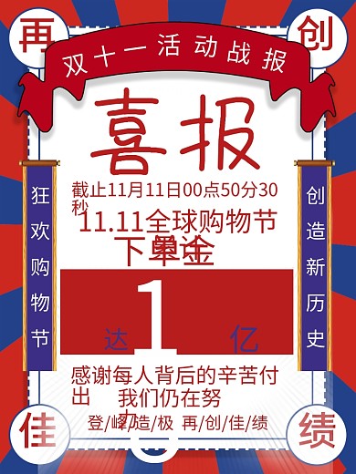 双11战报双11战绩喜报海报