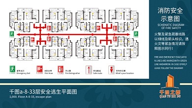 酒店系列逃生路线图示意图