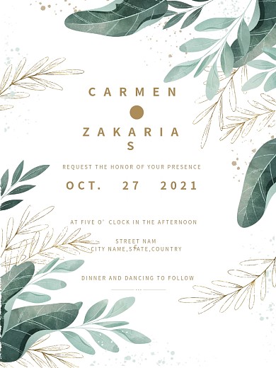 简约淡雅小清新复古婚礼邀请函海报矢量