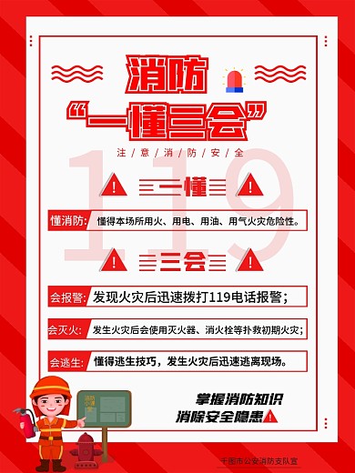 消防安全意识一懂三会海报