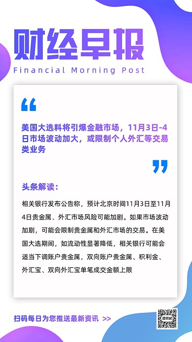 财经早报渐变简约手机海报