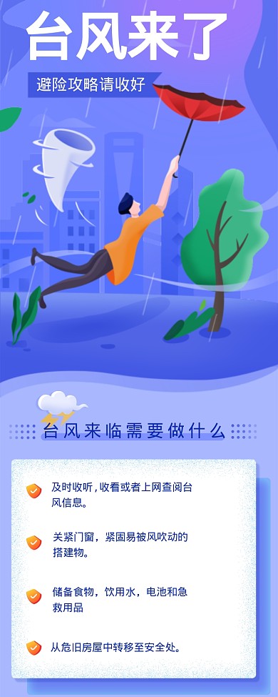 台风来了避险攻略海报