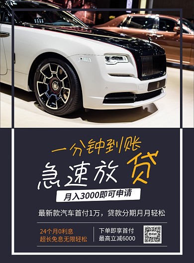 极速放贷购车贷款分期宣传海报