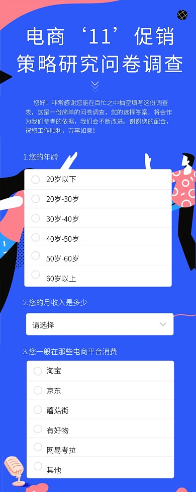电商‘11’促销策略研究问卷调查海报