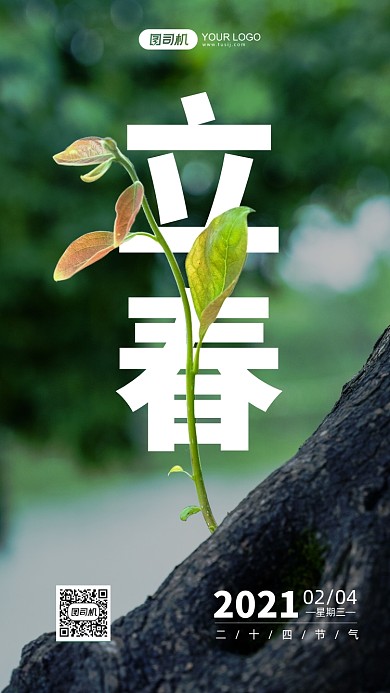 二十四节气立春摄影图清新风手机海报