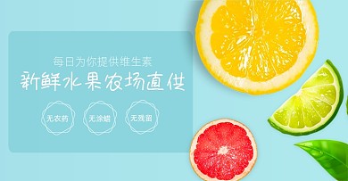 蓝色清新水果橙子柚子柠檬海报