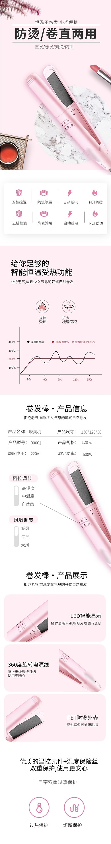 2020夹板吹风机美容化妆详情页