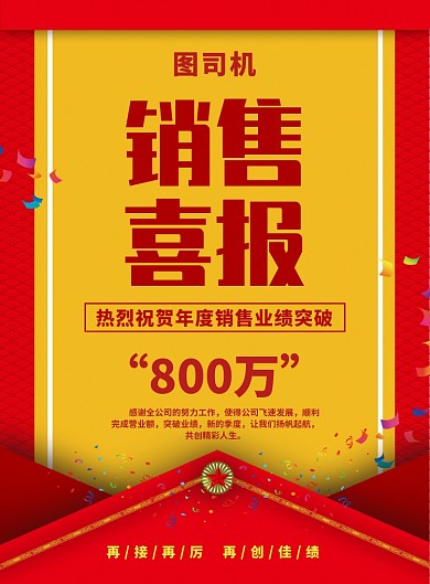 中国风简约销售喜报宣传海报
