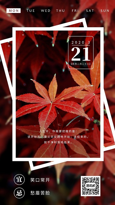 简约清新风日签海报