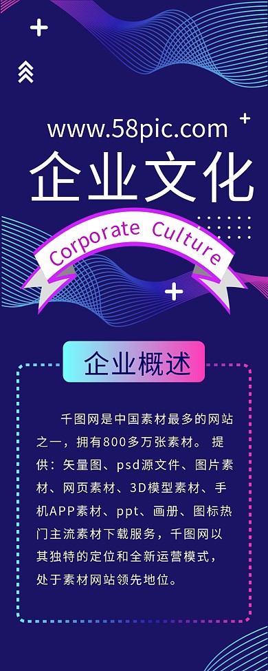 企业文化蓝色简约宣传扁平信息长图