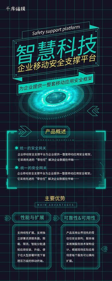 科技技术绿黑色创意长图
