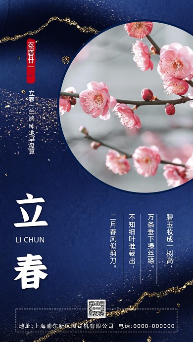 立春节气大气鎏金摄影节气手机海报