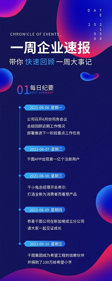 企业周报每日纪要文章长图