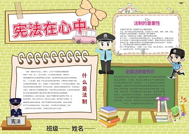 小学生手抄报宪法在心中模板