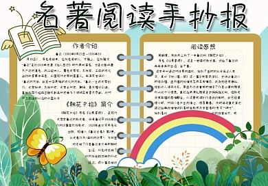 清新卡通名著阅读小报手抄报电子模板