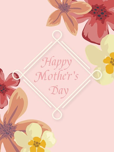 水彩花母亲节贺卡
