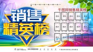 C4D创意炫彩销售精英榜企业业绩版展板