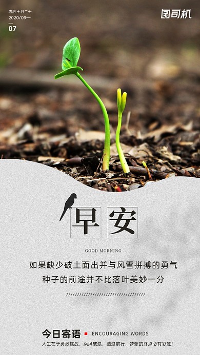 励志早安签到手机海报