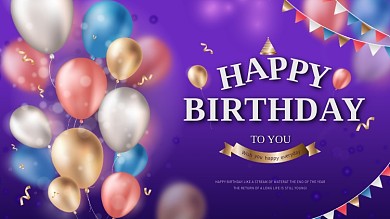 梦幻气球生日快乐背景展板