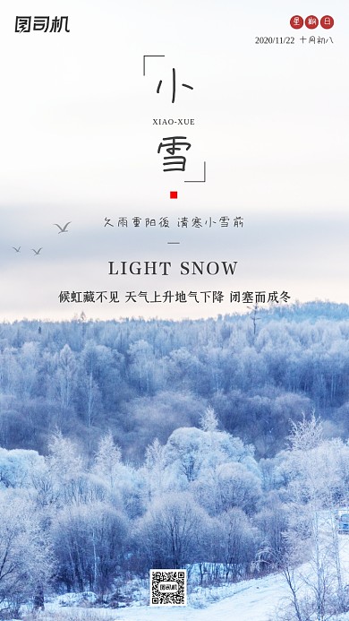 小雪节气摄影图清新简约手机海报