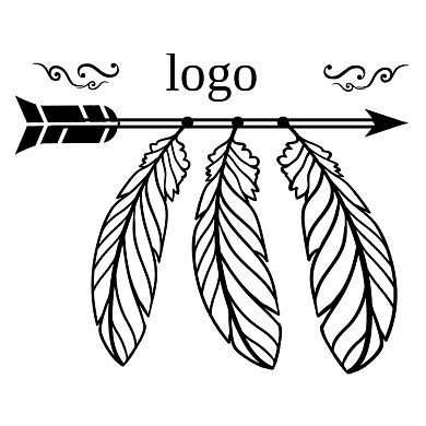 黑色手绘箭头和羽毛LOGO