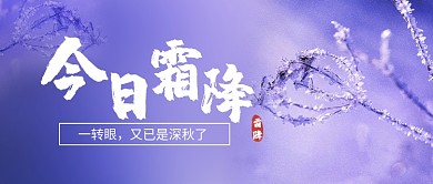 霜降传统节气紫色小清新公众号首图