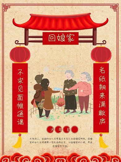 春节大年初二回娘家新年海报