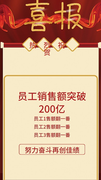 红色销售冠军喜报宣传海报
