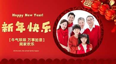 春节新年全家福摄影套餐优惠广告海报
