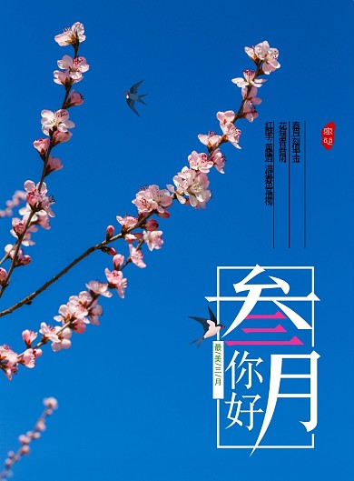 清新春天你好三月地产海报