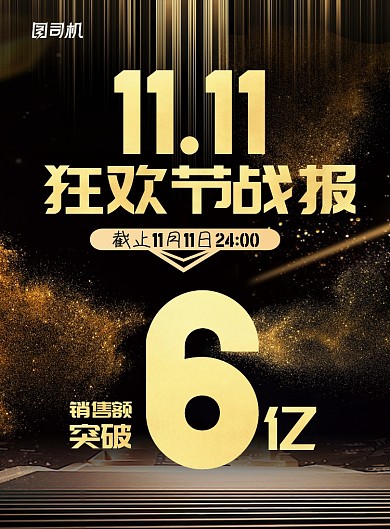 大气黑金风双十一狂欢节战报宣传海报