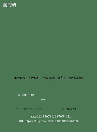 旅行团绿色简约宣传印刷海报