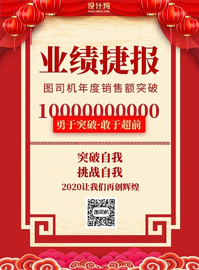 业绩捷报喜报嘉奖令红色印刷海报