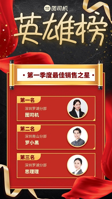 英雄排行榜中国风手机海报
