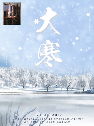 中国传统二十四节气大寒简约风节日海报