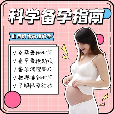科学备孕指南几何方图海报