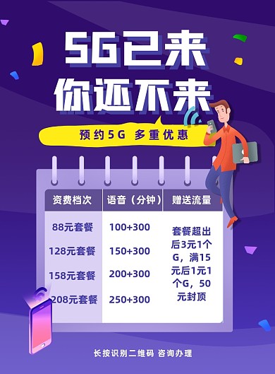 5G套餐运营商手机套餐流量包促销海报