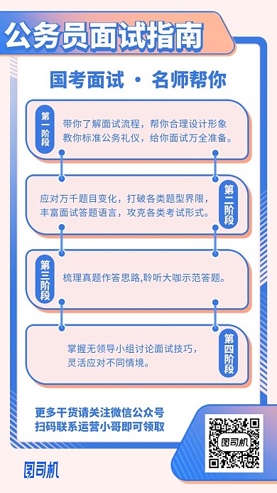 简约卡通梦幻公务员面试指南手机海报