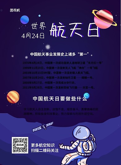 世界航天日知识印刷海报