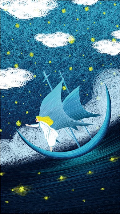 星空手绘插画手机壁纸