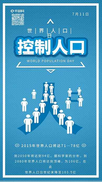 原创世界人口日关注人口问题手机海报