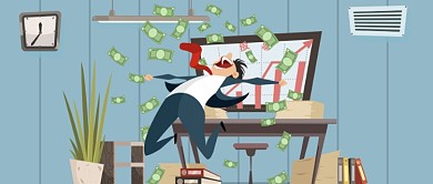 股票涨停欢呼撒钱金融理财扁平风插画公众号封面