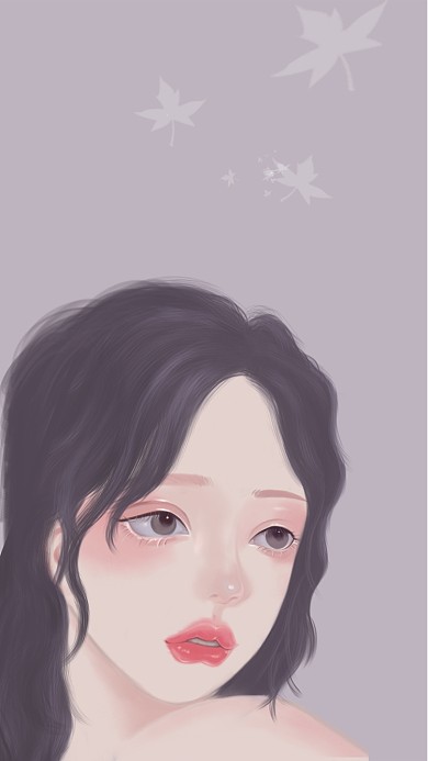 粉紫色少女手机壁纸