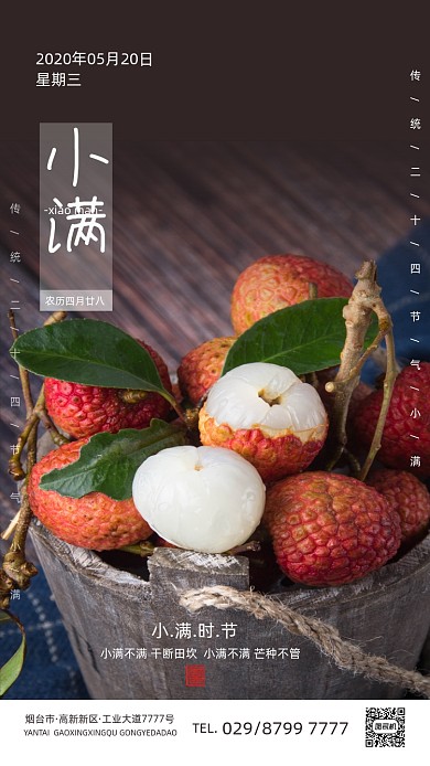 小满节气荔枝水果海报