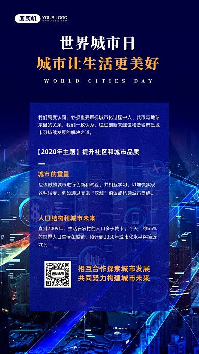 世界城市日科普知识宣传手机海报