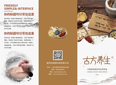 中国风中医养生产品三折页模板