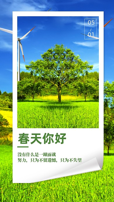 春天你好每日一签摄影图海报