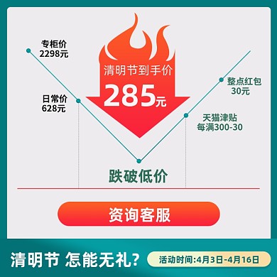 清明节价格曲线春季绿色主图直通车