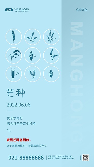 中国传统节气芒种摄影图手机海报