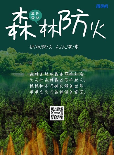 绿色简约森林防火印刷海报